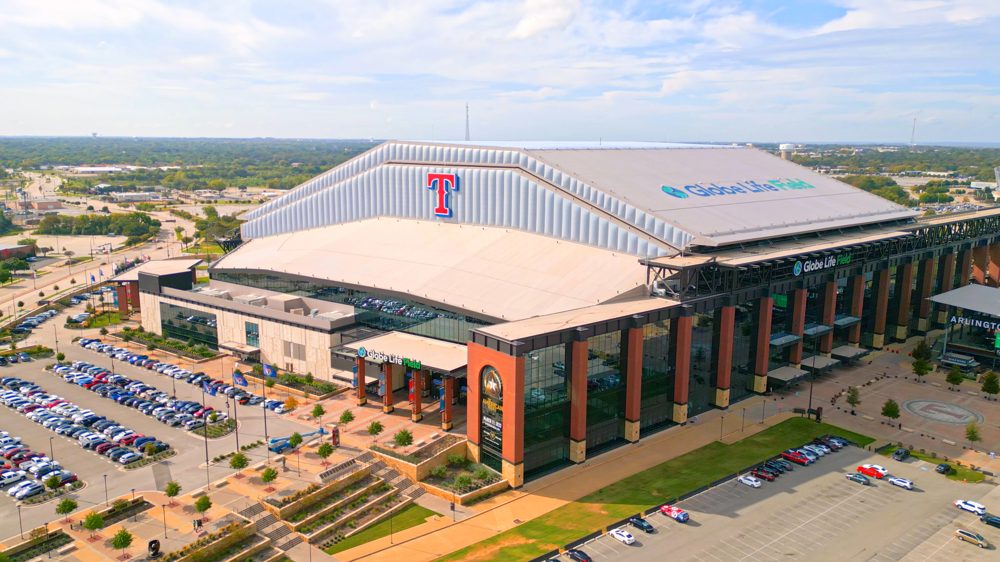 Globe Life Field in Arlington - home of the Texas Rangers - ARLINGTON, TEXAS - NOVEMBER 08, 2022 — Photo by 4kclips